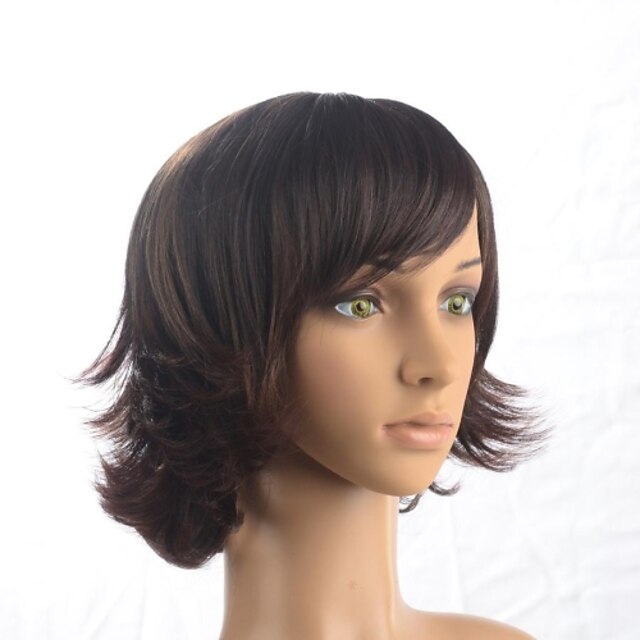  Synthetic Wig Wavy Wig Brownish Black Women's Brown