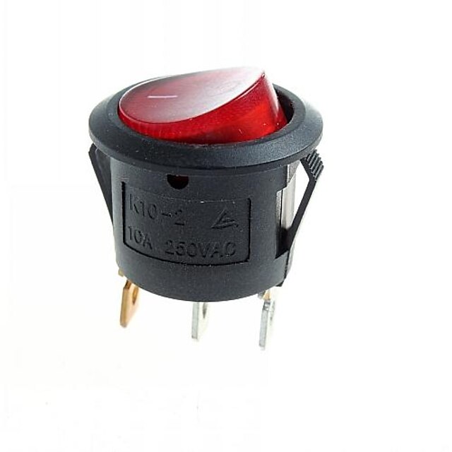  3-контактный переключатель DIY рок модули ж / красный светодиод - черный (10шт)