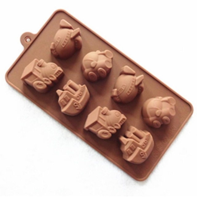  8 gaură de mucegai ciocolată jeleu forma vehiculului tort mucegai gheață, silicon 23 × 12 × 2,5 cm (9 × 4,7 × 1 cm)