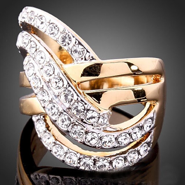  Statement Ring Cubic Zirconia Pave Screen Color Cubic Zirconia Gold Plated Imitation Diamond Ladies Unusual Luxury / Women's