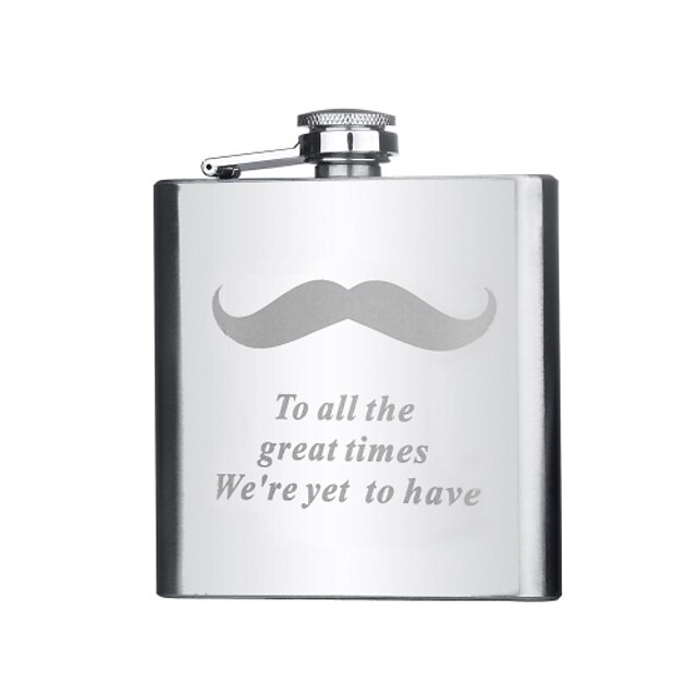  Personalized Gift Silver  6oz Stainless Steel Hip Flask - Beard