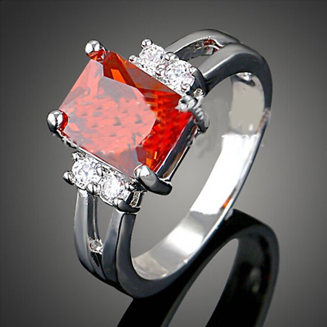  Women's Statement Ring - Cubic Zirconia Luxury, Fashion One Size White / Red / Blue For Party