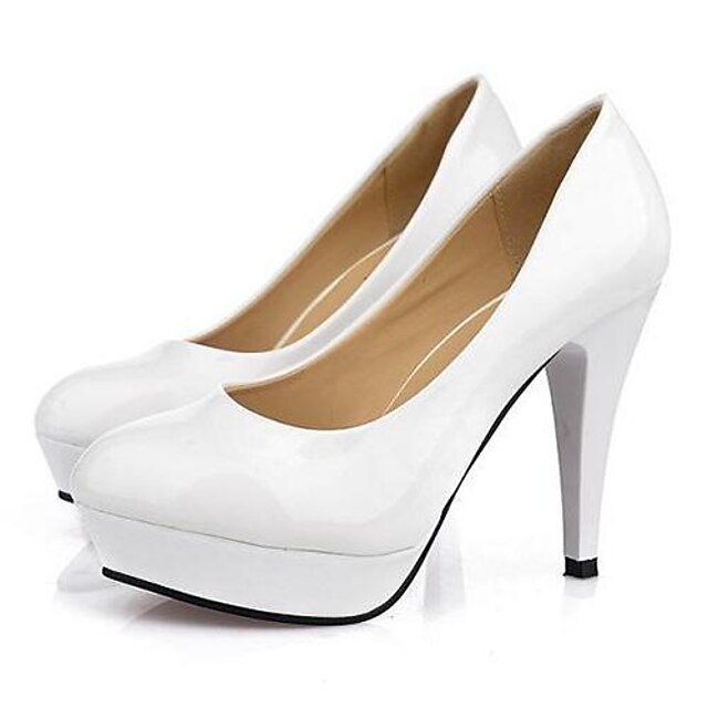  Pantofi pentru femei - Piele - Toc Stiletto - Tocuri / Vârf Rotund - Pantofi cu Toc - Rochie - Negru / Alb / Bej