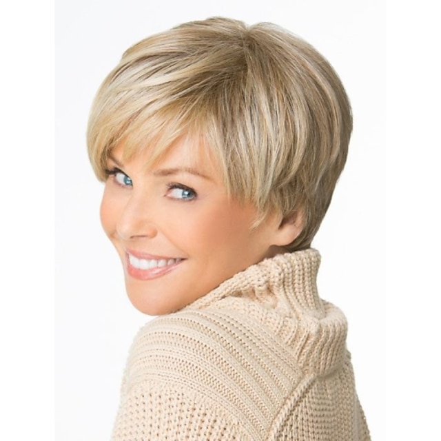  Women Medium Brown lady Straight Short  Synthetic  Hair Wigs