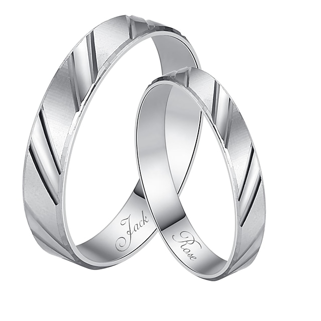  regalo personalizzato semplici Argento 925 coppie anelli