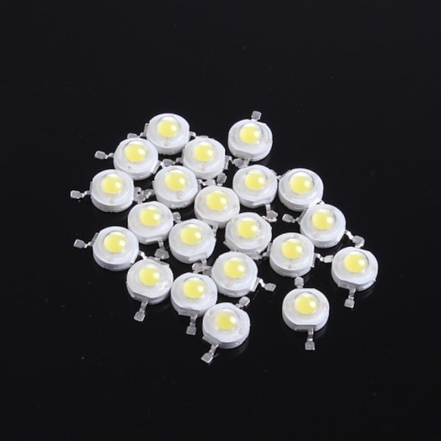  1W tiszta fehér nagyteljesítményű LED lámpa gyöngyök 80 ~ 90 lm DIY (20db)