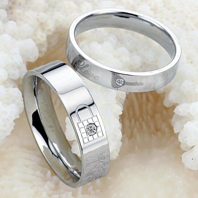  Women's Couple Rings - Titanium Steel Fashion 5 / 6 / 7 For Wedding / Party / Daily / Rhinestone