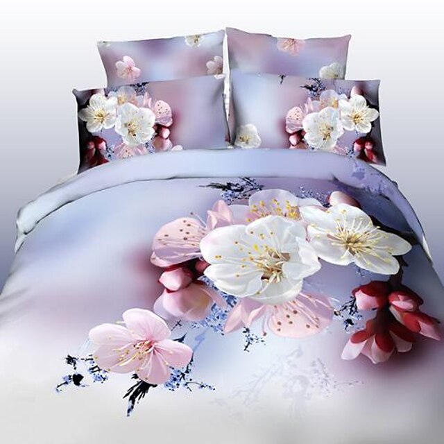  Duvet Cover Sets 3D Polyester Reactive Print 4 PieceBedding Sets / 400 / 4pcs (1 Duvet Cover, 1 Flat Sheet, 2 Shams)