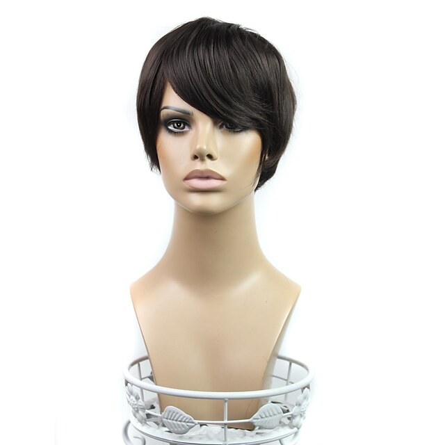  Synthetic Wig Straight Style Capless Wig Black Synthetic Hair 8 inch Women's Black Wig Black Wig