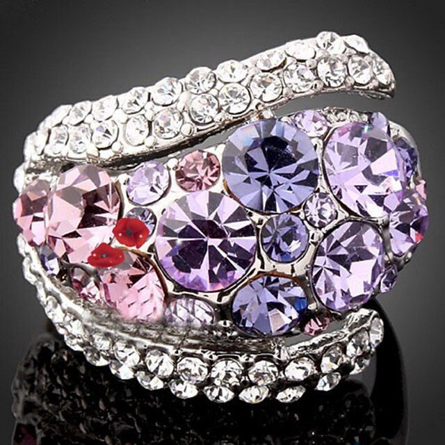  Women's Statement Ring - Cubic Zirconia, Imitation Diamond, Alloy Ladies, Luxury, Fashion Jewelry Purple / Screen Color For Party One Size