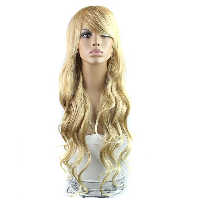  Perruque Synthétique Ondulé / Classique Style Sans bonnet Perruque Blond Cheveux Synthétiques 28 pouce Femme Blond Perruque