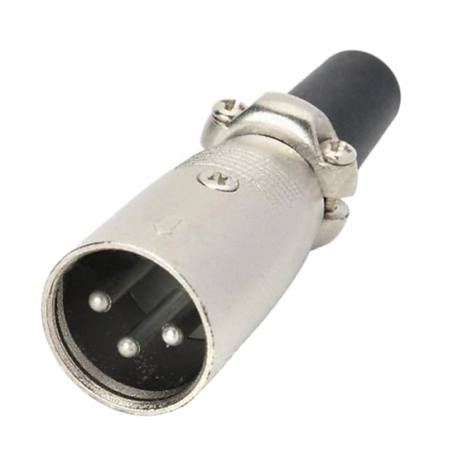  3pin Cannon XLR Male Plug Connector / Adapter - Black + Silver