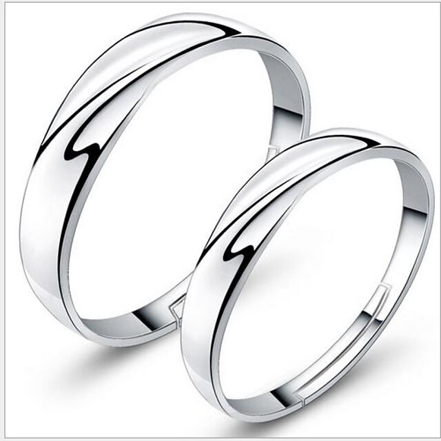  925 Couples' Silver Wedding Rings (2 pcs) Classical Feminine Style
