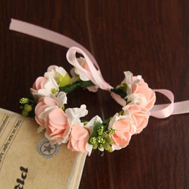  Fleurs de mariage Rond Roses Petit bouquet de fleurs au poignet Mariage La Fête / soirée Satin Papier