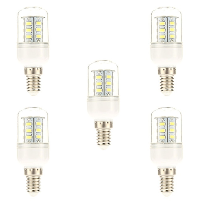  5db 3 W LED kukorica izzók 450 lm E14 24 LED gyöngyök SMD 5730 Természetes fehér 220-240 V / 5 db. / CE