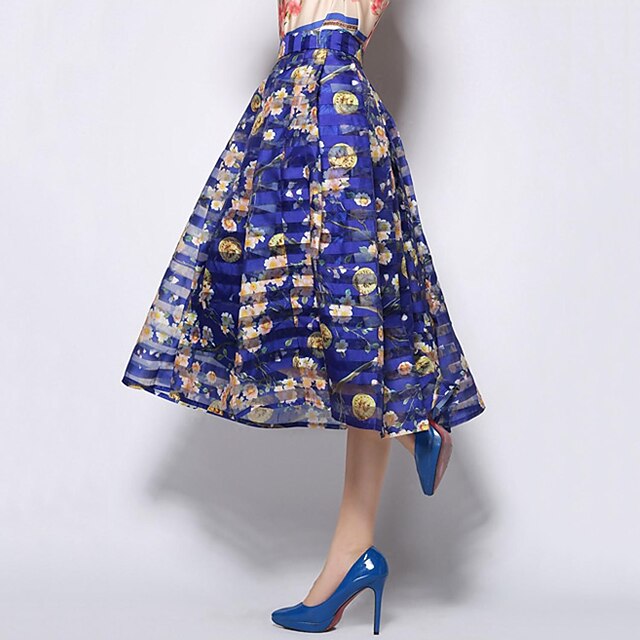  Women's Blue Skirts , Casual/Print/Party Midi