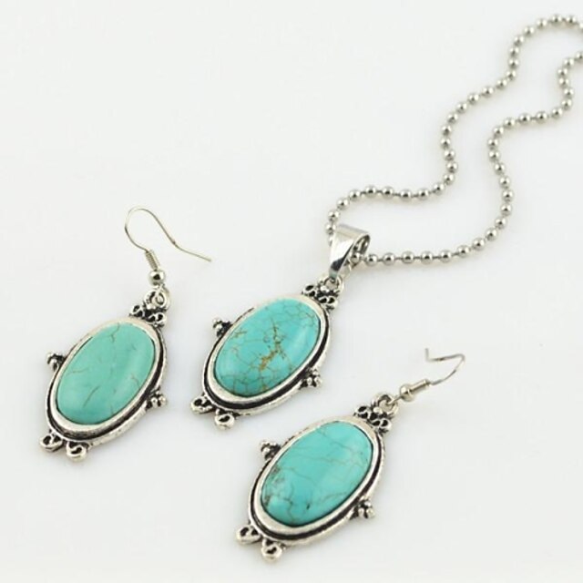  Women's Jewelry Set Gem Turquoise Alloy Necklaces Earrings For Party Daily Wedding Gifts