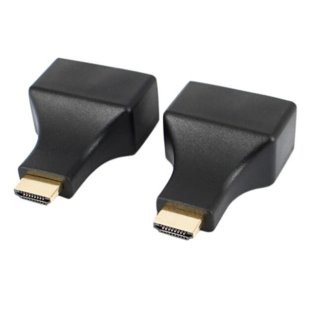  HDMI для RJ45 CAT-5e / 6 HD 3D-расширения сигнала адаптеры - черный (2 шт)