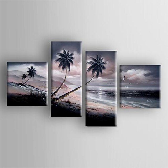  Hand-Painted Abstract Landscape Four Panels Canvas Oil Painting For Home Decoration
