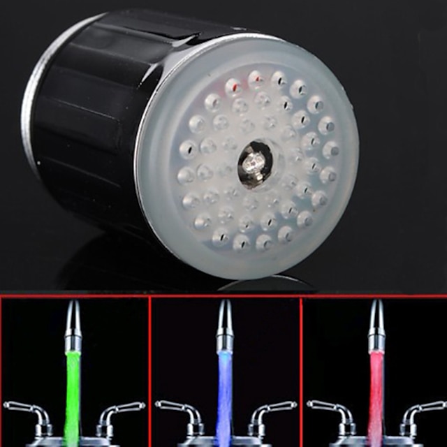  Luminoso resplandor luz led grifo de agua grifo de agua de ducha cabeza luz de baño cocina grifos