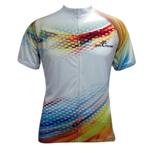  JESOCYCLING Men's Short Sleeve Cycling Jersey - White Gradient Bike Top Breathable Quick Dry Ultraviolet Resistant Sports Polyester Mountain Bike MTB Road Bike Cycling Clothing Apparel / Stretchy