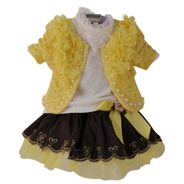  Toddler Girls' Floral Long Sleeve Regular Regular Clothing Set Yellow