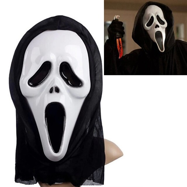  White Ghost Maske mit Head Cover Schrei Schabernack Scary Cosplay Gadgets für Halloween-Kostüm-Party