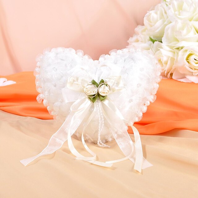  lindas flores e decoração pérola suave cetim anel de casamento travesseiro