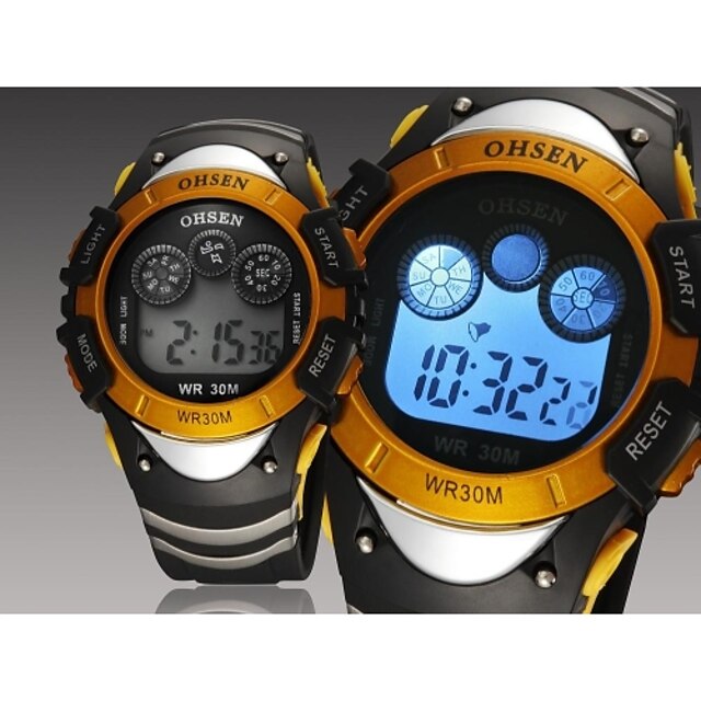  Da uomo Orologio sportivo Digitale LED / Calendario / Cronografo / Resistente all'acqua Silicone Banda Nero Marca- OHSEN