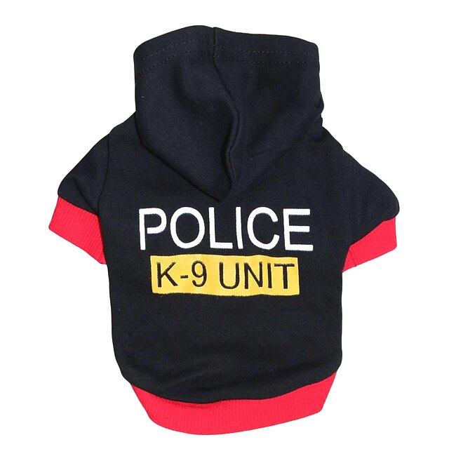  Cat Dog Hoodie Police / Military Fashion Winter Dog Clothes Puppy Clothes Dog Outfits Breathable Black Costume for Girl and Boy Dog Cotton XS S M L