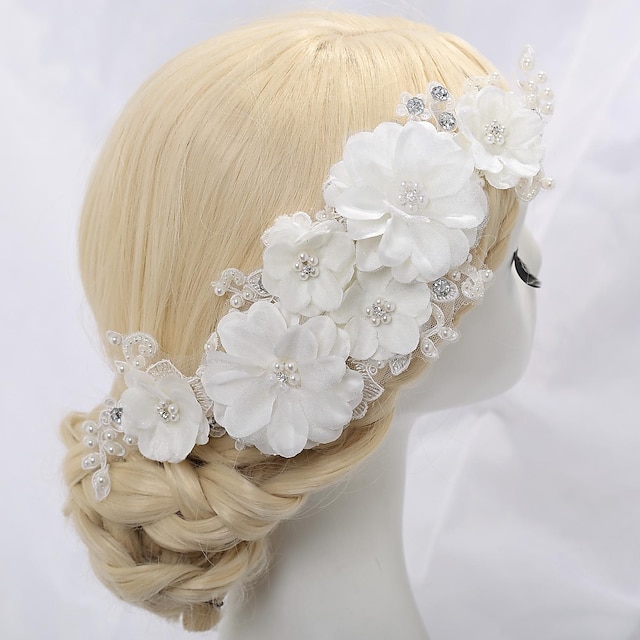  Women's Flower Girl's Lace Crystal Alloy Imitation Pearl Headpiece-Wedding Special Occasion Flowers