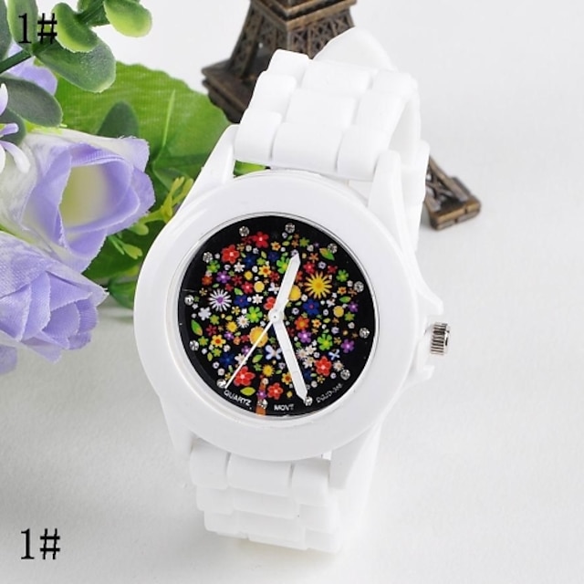  Female Flower Surface Jelly Silicone Watch Circular Fashion Chinese Movement watches(Assorted Colors) Cool Watches Unique Watches