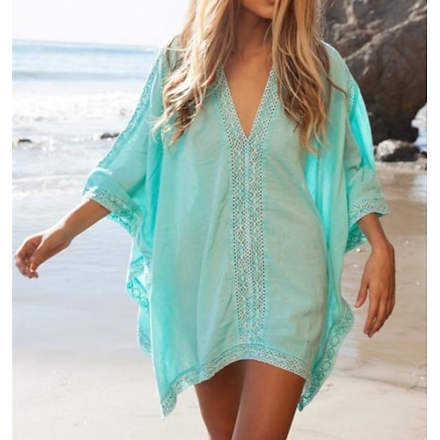  algodão moda sólido swimwer crochet oco biquíni de praia feminino encobrir sol mini-vestido de prevenção