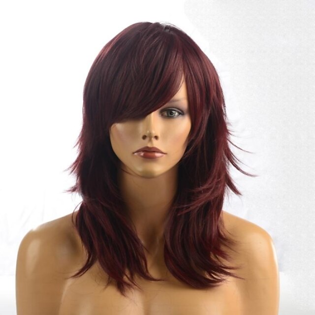  Synthetic Wig Wavy Wavy With Bangs Wig Chestnut Brown Synthetic Hair 20 inch Women's With Bangs Brown