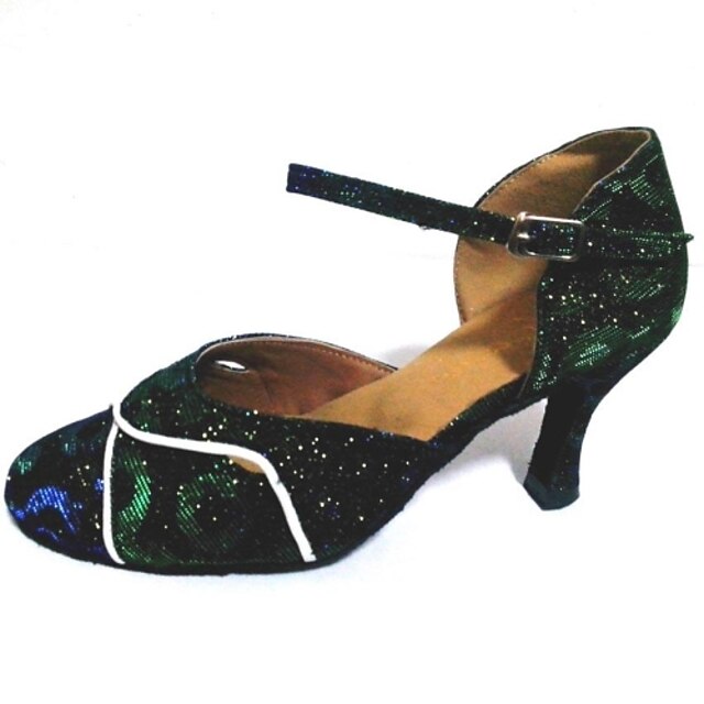  Női Dance Shoes Modern cipők Szandál Személyre szabott sarok Személyre szabható Fehér / Zöld / Csillogó flitter