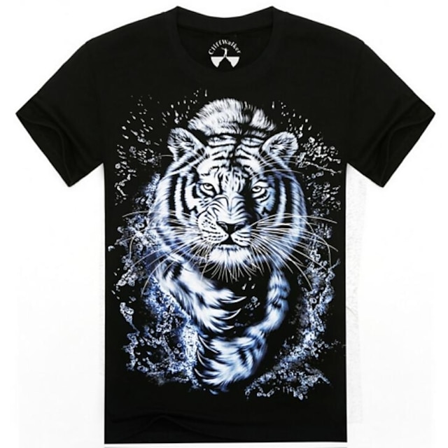  o-gât vară tigru 3d animale barbati imprimat cu maneci scurte t-shirt