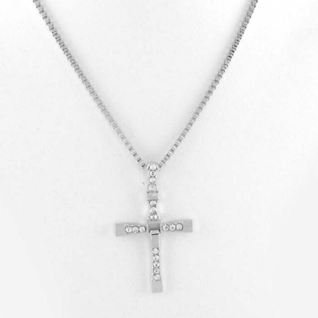  Pendant Halskette Strass Kreuz Christus Silber Modische Halsketten Schmuck 1pc Für Alltag Normal