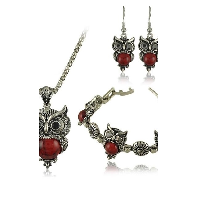  Damen Türkis Schmuck-Set - Edelstahl, Türkis Einschließen Rot / Grün / Blau Für Hochzeit Party Alltag / 3 Stück / Ohrringe / Halsketten