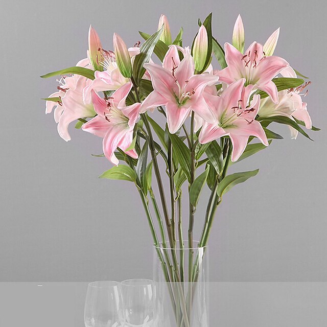  Artificial Flowers 1 Branch Simple Style Lilies Tabletop Flower