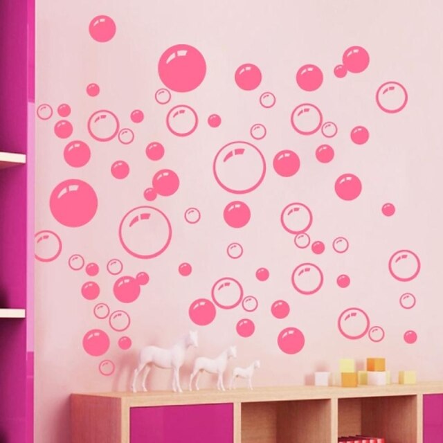 Wall Stickers Wall Decals, Cute Colorful PVC Removable the Beauty Pink Bubble Wall Stickers.