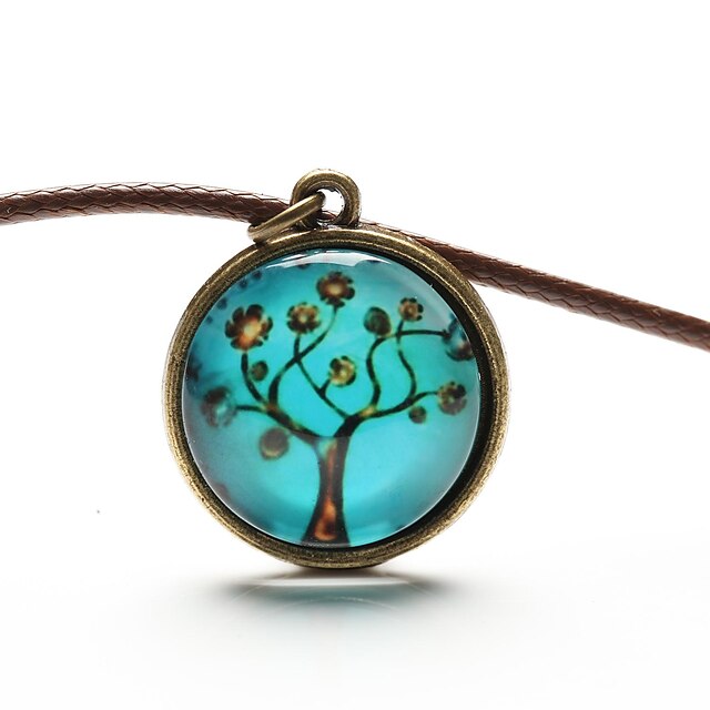  Women's Pendant Necklace life Tree Ladies Fashion Synthetic Gemstones Leather Resin Blue Necklace Jewelry For Casual Daily Sports