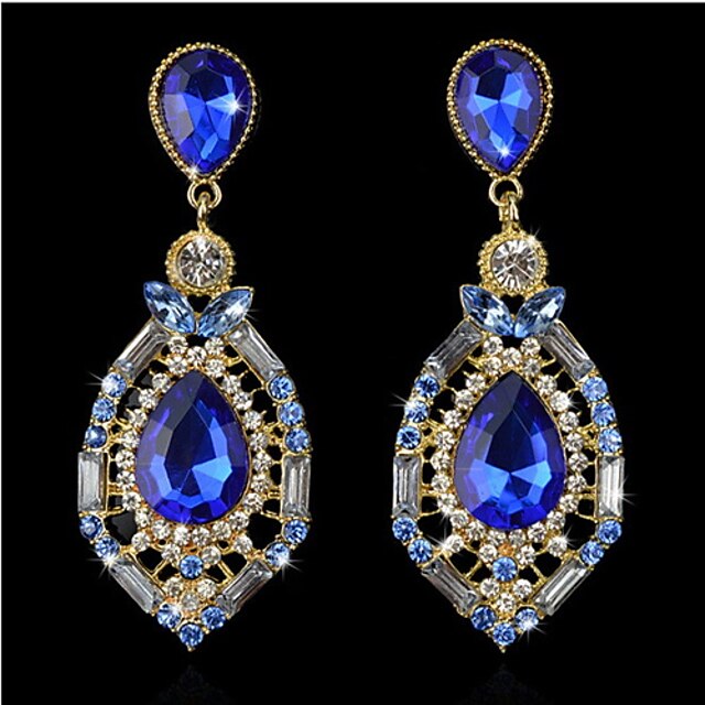  Women's Cubic Zirconia Drop Earrings Dangling Dangle Drop Fashion Gemstone Cubic Zirconia Rhinestone Earrings Jewelry Pink / Emerald / Royal Blue For