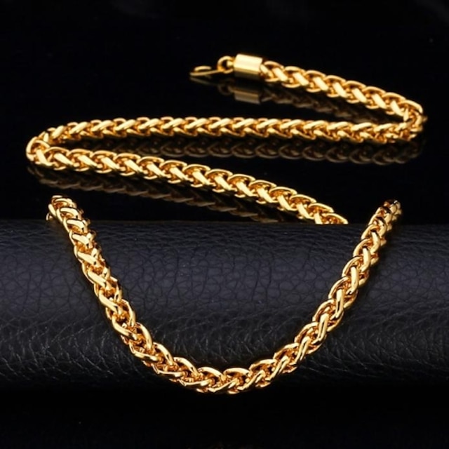  Women's Necklace Chunky Foxtail chain Dookie Chain Ladies Work Casual Fashion 18K Gold Plated Alloy Necklace Jewelry For Special Occasion Birthday Gift