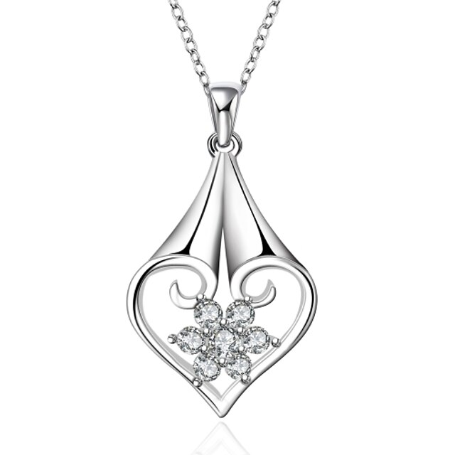  Cremation jewelry 925 Sterling Silver Heart with Zircon Pendant Necklace for Women