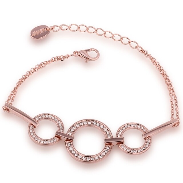 Simple Grace Women's Abreast Diamante Rose Gold Plated Chain & Link Bracelet(Rose Gold)(1Pc)