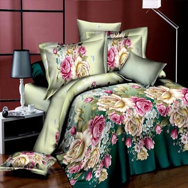  baolisi® 3d μόδα άνετη floral print κρεβάτι τέσσερις κομμάτι