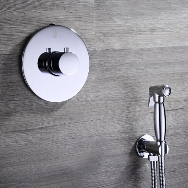  Bathroom Sink Faucet - Self-Cleaning Chrome Handheld bidet Sprayer Two Holes / Single Handle Two HolesBath Taps