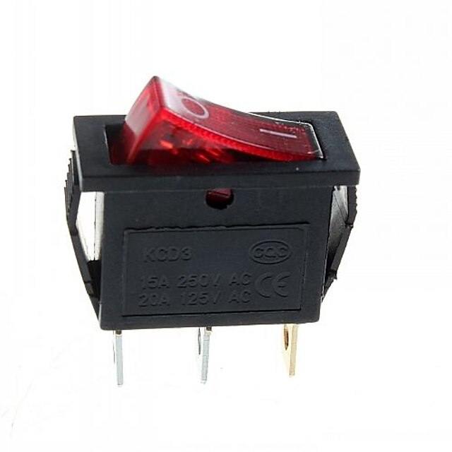  3-Pin-Plug 2-Step Rocker Switch With Light (15A/250V 20A/125V AC) - (5Pcs)