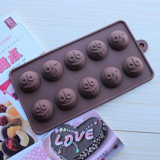  10 Hole Expressions Shape Cake Ice Jelly Chocolate Molds,Silicone 15×14.5×1.5 CM(6.0×5.8×0.6 INCH)
