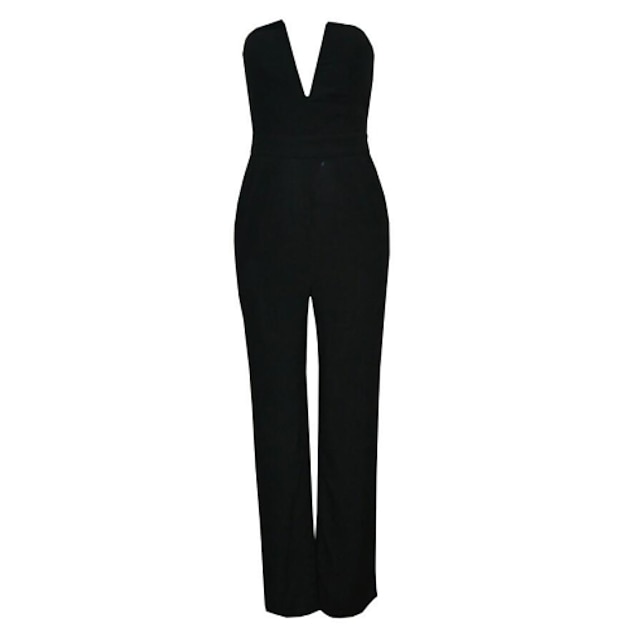  Women's Polyester Jumpsuits , Inelastic Sleeveless Sexy